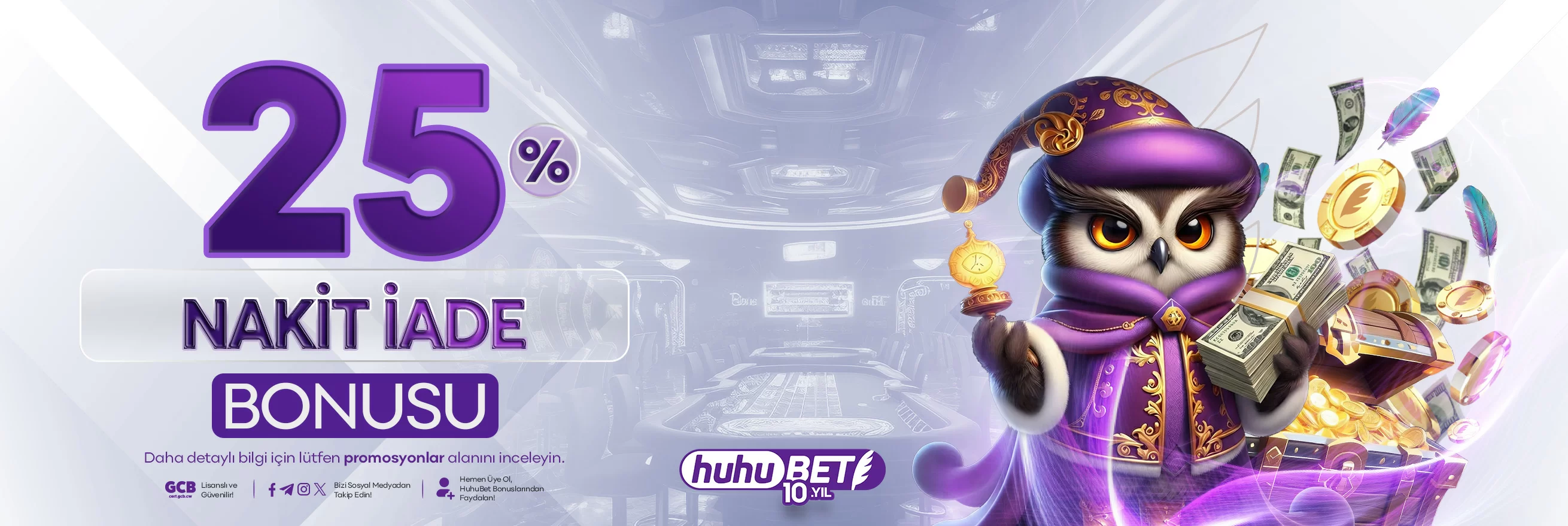 HuhuBet yüzde 25 nakit iade bonusu